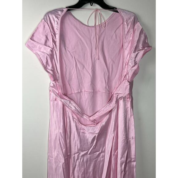 Anna October© X J.Crew Short Sleeve Slip Dress in Luster Crepe Size 22 Pink Maxi - Picture 4 of 11